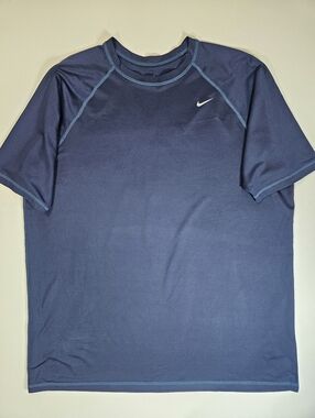 Nike Dri-Fit T-shirt Mens XXL Navy Blue White Swoosh Moisture Wicking